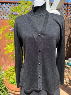 Ann Taylor Black Sparkle Cardigan Sweater Set